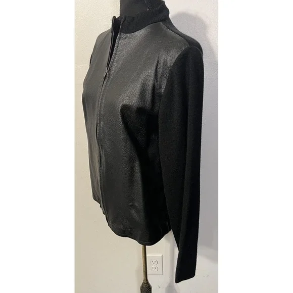 John Paul Richard Jacket Womens Medium Black Leather Full Zip Lined Stand Collar - Picture 4 of 11